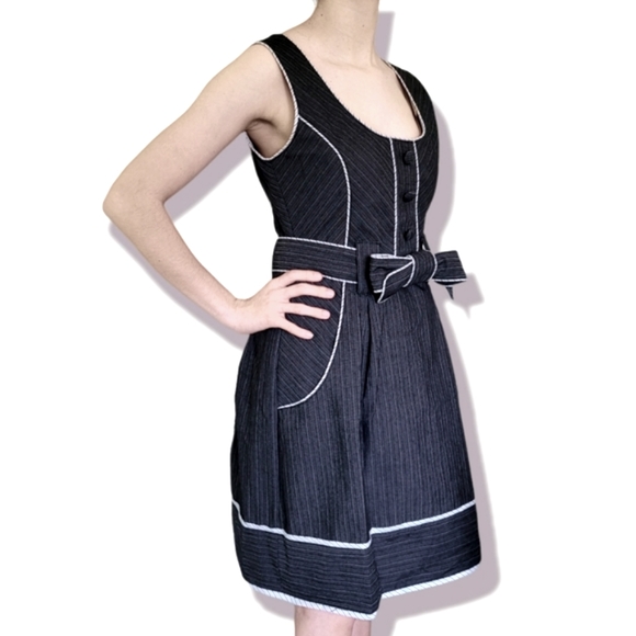 Retro Style Denim Fit & Flare Sleeveless Dress, S - Picture 3 of 11
